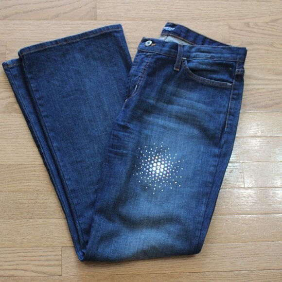 Karen Kane Denim Jeans with Rhinestone Starbursts - Picture 8 of 9
